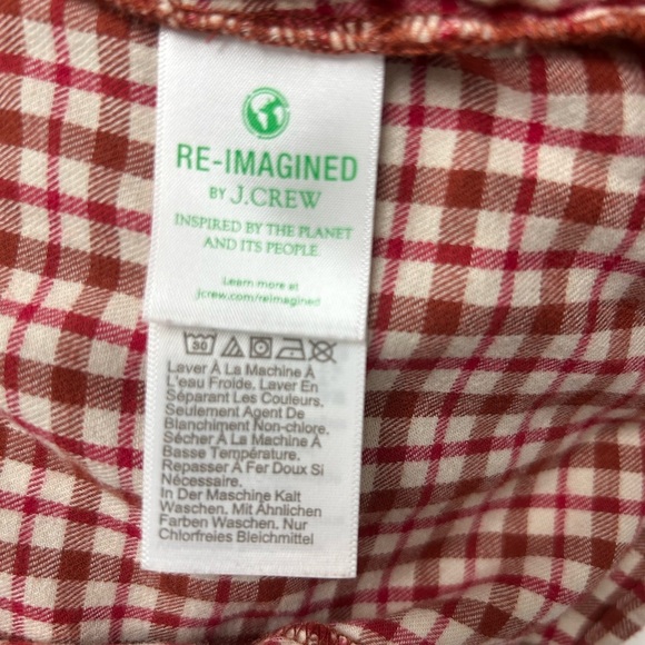 NWOT J. Crew Gingham Flannel Red White  Square Neck Ruffle 100% Cotton Top S - Picture 5 of 8